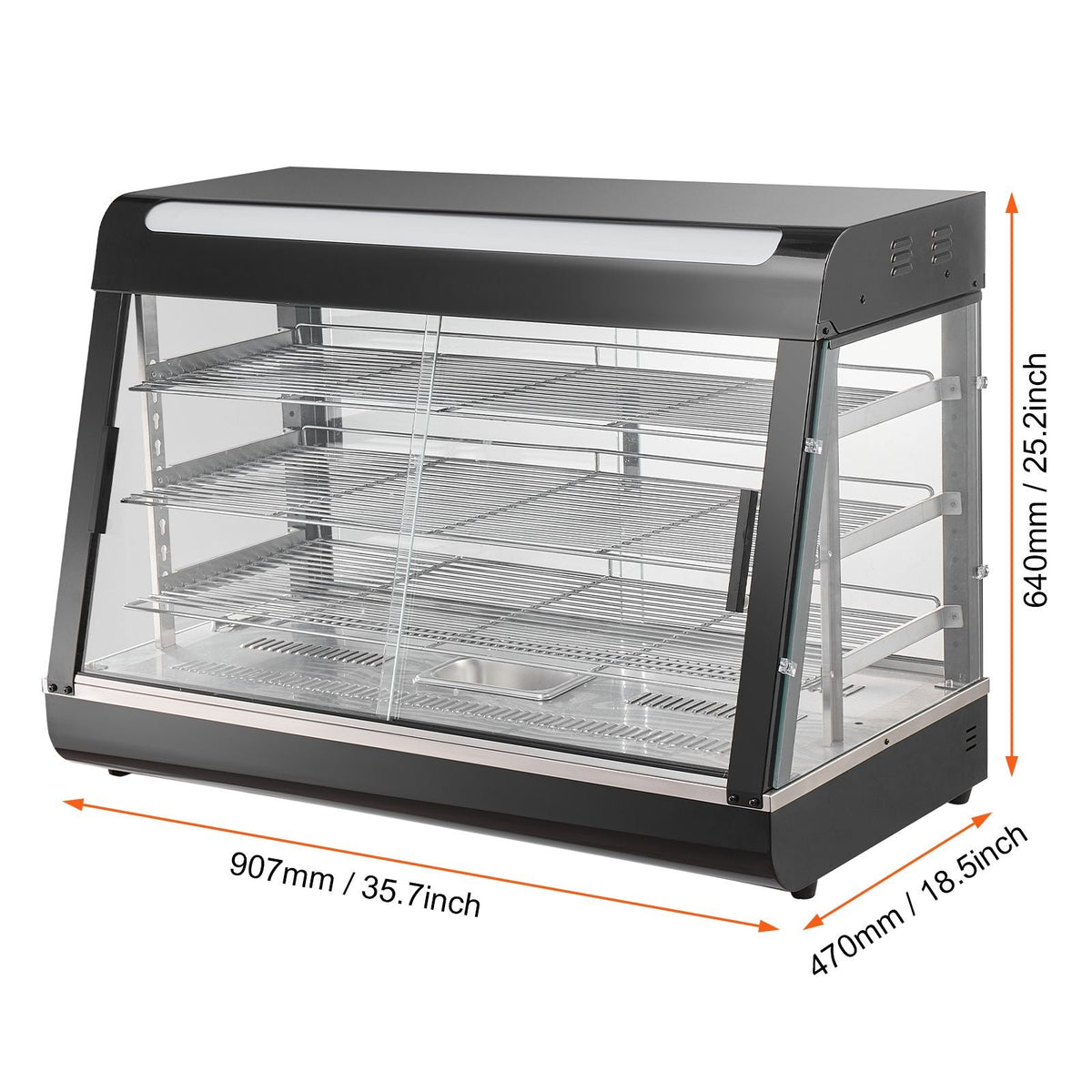3-Tier Commercial Food Warmer Display, 1500W Food Display Warmer with Light, Adjustable Shelf and Temperature Display, 86-185 F Steam Heating, 130L for Hamburger, Pizza, Bread, Fried Chicken
