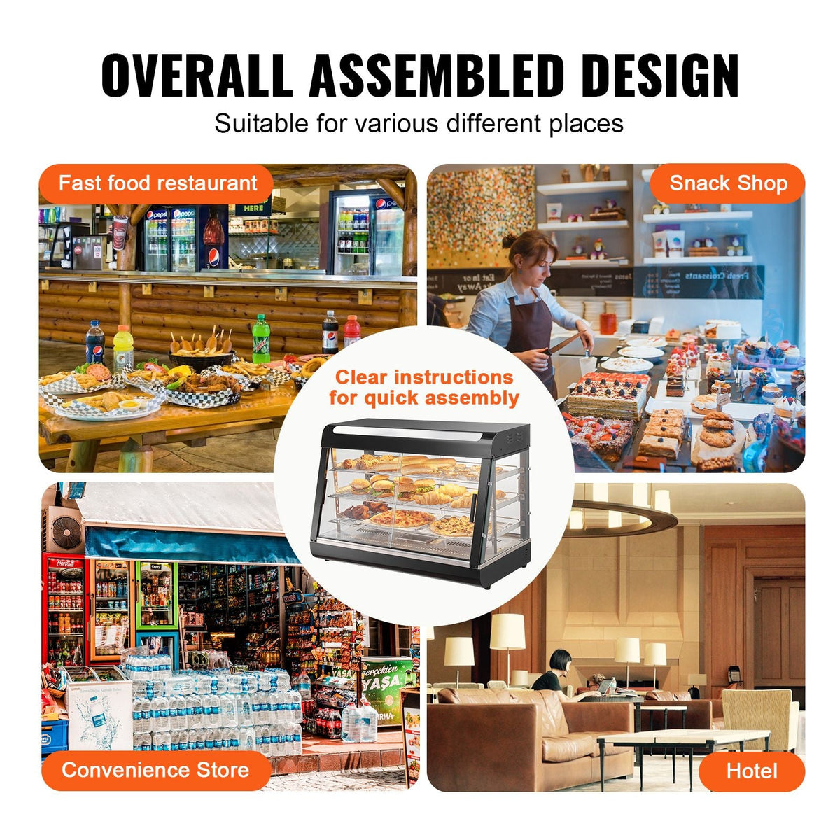 3-Tier Commercial Food Warmer Display, 1500W Food Display Warmer with Light, Adjustable Shelf and Temperature Display, 86-185 F Steam Heating, 130L for Hamburger, Pizza, Bread, Fried Chicken