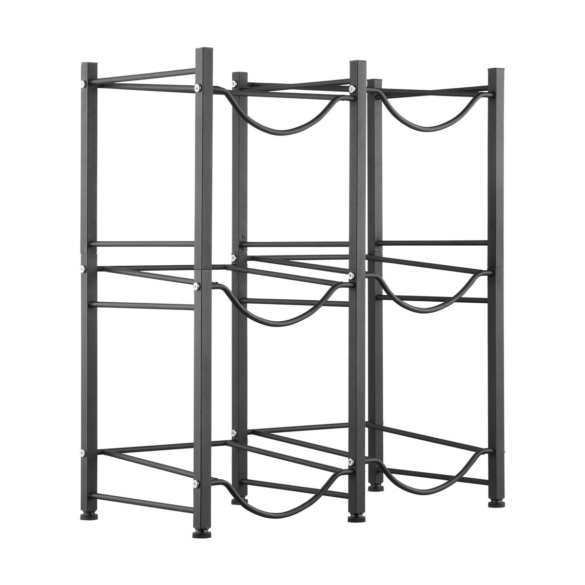 3 Tiers Water Jug Holder, 5 Gallon Water Bottle Holder, Double Row Water Bottle Rack for 6 Bottles, Heavy Duty Water Jug Rack for Kitchen, Office, Living Room, Black