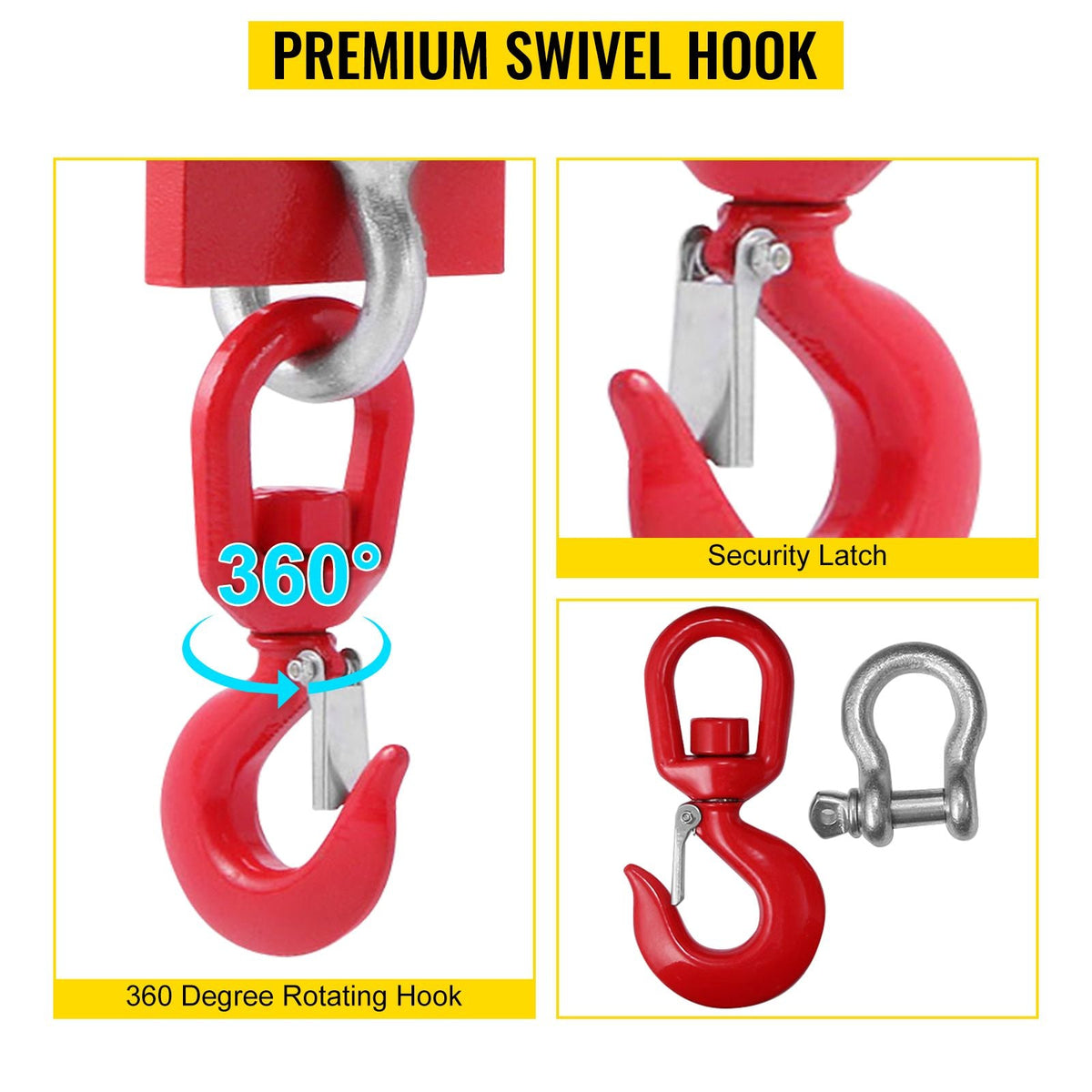 3 Tonne Large Forklift Lifting Hook Attachment 3000kg Telehandler Crane Jib Test Cert