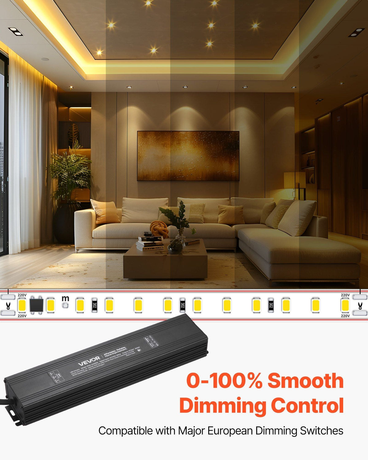 300W 24V Dimmable LED Driver AC to DC Power Supply Transformer Constant Voltage