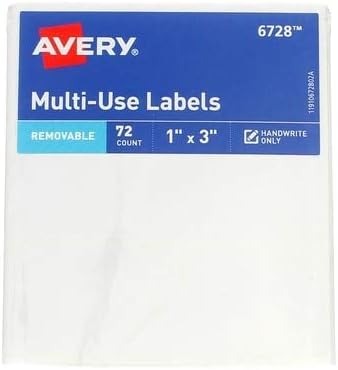 1" x 3" Rectangular Removable Label 72 Count [Set of 6]