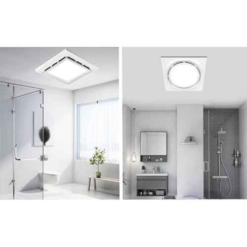 Bathroom Exhaust Fan with LED Light Ceiling Mount Ventilation Fan 90 CFM 1.0 Sones 4 Inch Duct Quiet Bathroom Vent Fan with Light Combo 5000K for Home Bath Office Hotel White (8Inches-Round)