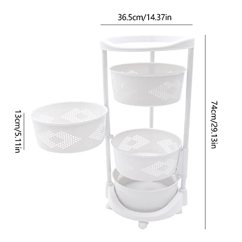 4 Tier Rotating Storage Shelf with Lockable Casters, Circular Rotating Basket Large Storage Rack with 360° Wheels 180° Rotating Multi-Layer Kitchen Storage Shelf (4 Tier) - size: 4 Tier
