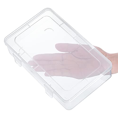Kingrol 12 Pack Clear Plastic Storage Containers with Lids, 8 x 5 x 1.75 Inch Empty Hinged Boxes, Stackable Organizer Boxes for Home, Office, Craft Supplies