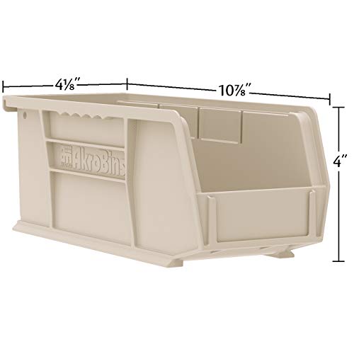 Akro-Mils 30224 AkroBins Plastic Storage Bins, Space-Saving Stackable Bins for Garage, Pantry, Craft Organization, 11" L x 4" W x 4" H, Red, 12-Pack - color: Red