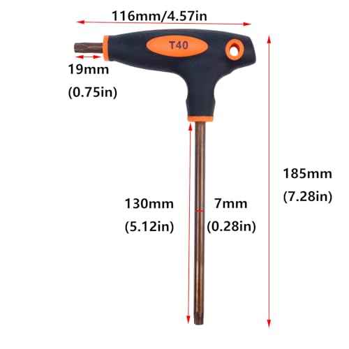 Antrader T40 Torx Screwdriver,Anti Tamper Proof Torx Key,S2 Steel T-Handle Dual End Wrench-1Pcs