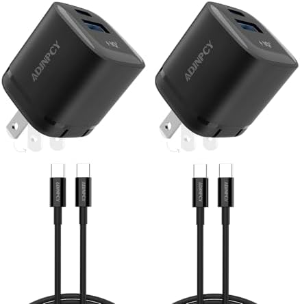 GT II 45W USB-C USB-A Charger Compact and Foldable Supports PPS Fast Charging with USB-C Cable Compatible Galaxy S25/S24/S23/Z FoldiPhone 16/15 SeriesiPad (45W 2Pack Black)