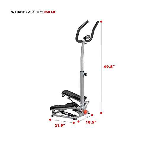 Sunny Health & Fitness Twist Stepper with Handlebar, Stair Step Machine for Cardio Workout, Compact Home Exercise Equipment W/Optional Free SunnyFit App Connection