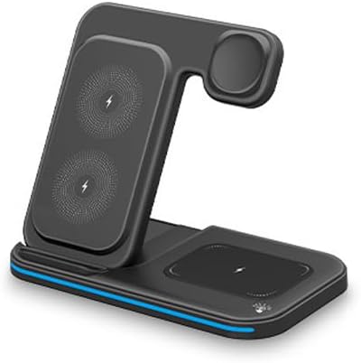 Foldable 3-in-1 Wireless Charging Station Fast Charging Stand Dock for Smart Watch Earbuds &amp Phone Magnetic Connection USB Powered