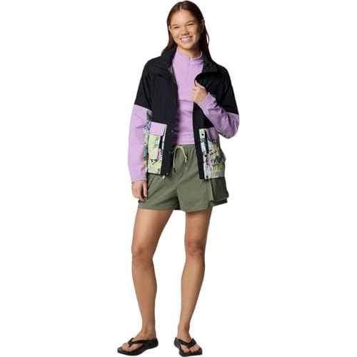 Columbia, PFG Open Water Windbreaker - Women's, Black/Hydrangea/Spring Yellow Wldblms, L