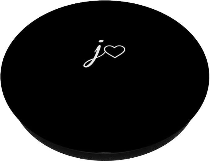 White Initial Letter J Heart Minimalist Black PopSockets Adhesive PopGrip