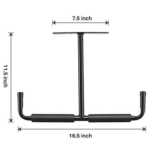 HOME RIGHT Overhead Garage Storage Hooks, Heavy Duty Double Ceiling Rack, 16.5¡¯¡¯ Utility Shed Hangers, Great for Pipe, Lumber, Ladder, Fishing Rod and Ski Board(4Pcs, Black)