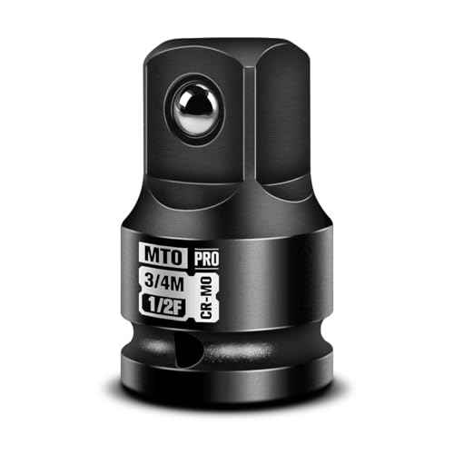 1/2" Female to 3/4" Male Impact Socket Adapter, 1/2" Impact Socket Adapter for High Torque Applications, Heavy-Duty Chrome Molybdenum Alloy Steel