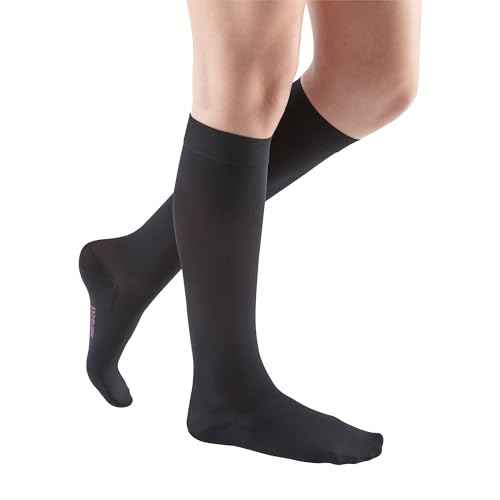 mediven Comfort for Women, 20-30 mmHg ? Closed Toe Leg Circulation, Knee High Compression Stockings for Women, Semi-Transparent Leg Support Compression Hosiery , VII, Ebony