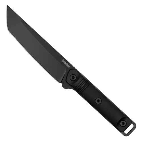Kershaw Atreides Fixed Blade Knife, 65Mn Black Tanto Blade, Outdoor Work Knife with Sheath, Full Tang Handle