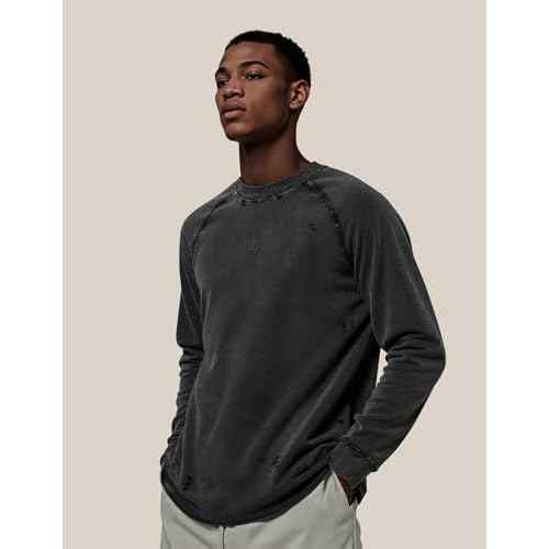 Aelfric Eden Acid Wash Sweatshirt Crewneck Oversized Sweatshirts Vintage Casual Solid Long Sleeve Pullover Tops