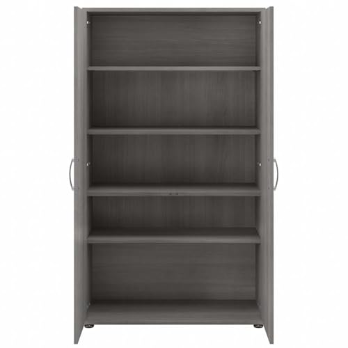 Bush Business Furniture Universal 92W 5 Piece Modular Storage Set with Floor and Wall Cabinets in Platinum Gray - color: Platinum Gray
