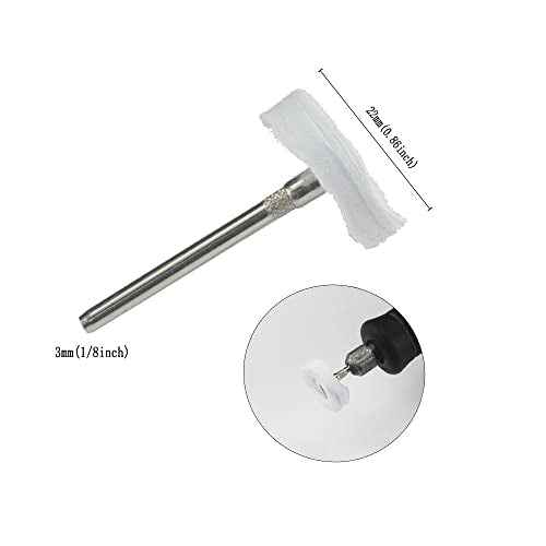 Luo ke 20 Pcs Little Buffing Wheel, 1/8 Inch Cloth Polishing Wheel for Rotary Tools Includes Dremel (White)