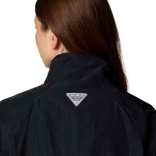 Columbia, PFG Open Water Windbreaker - Women's, Black/Hydrangea/Spring Yellow Wldblms, L