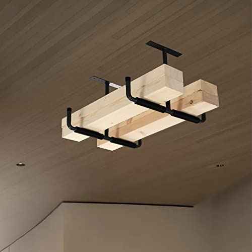 HOME RIGHT Overhead Garage Storage Hooks, Heavy Duty Double Ceiling Rack, 16.5¡¯¡¯ Utility Shed Hangers, Great for Pipe, Lumber, Ladder, Fishing Rod and Ski Board(4Pcs, Black)
