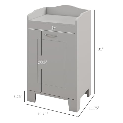HOMCOM 31" Tilt Out Laundry Hamper, Free Standing Home Organizer Hamper, Bathroom Storage Cabinet, Gray