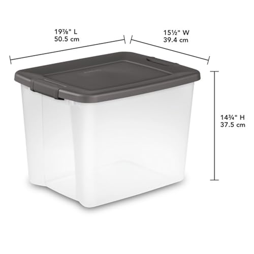 Sterilite 6-Pack ShelfTote, Clear Plastic Storage Bins with Lids, 50 Quart, Gray - Stackable Organizing Container Boxes for Closet, Bathroom, and Office - size: 50 Quart Tote, style: 6 Pack