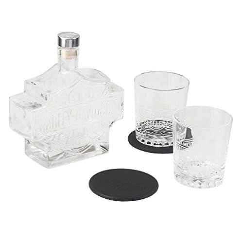 Harley-Davidson Bar & Shield Logo Decanter Set, Hand Blown Set HDL-18746