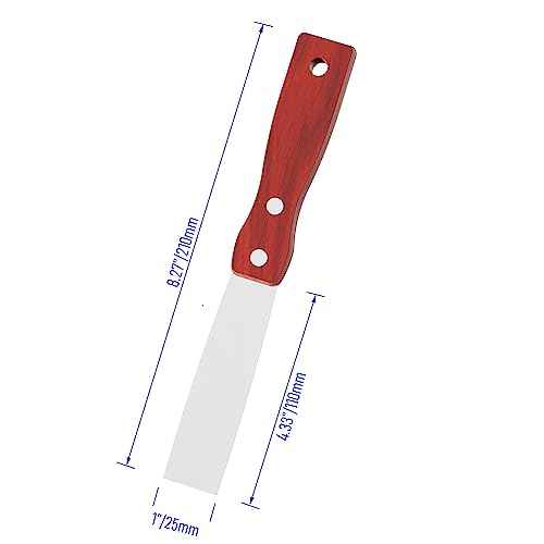 Putty Knife, 2PCS 1 Inch Stainless Steel Scraper Tool, Wooden Handle Metal Spackle Knives for Drywall, Decals, Wall Paper, Floor Tile, Patching, Painting, Taping, Scraping Coating