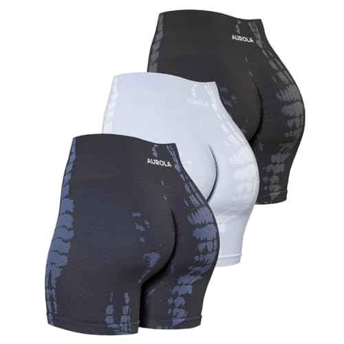 AUROLA Serpent Seamless Scrunch Workout Shorts for Women,Tummy Control Squat Proof Ribbed Thick Active Gym Short