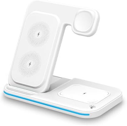 Foldable 3-in-1 Wireless Charging Station Fast Charging Stand Dock for Smart Watch Earbuds &amp Phone Magnetic Connection USB Powered