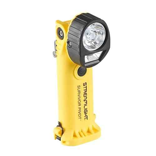 Streamlight 91814 Survivor Pivot USB 325-Lumen Right Angle Articulating Dual Beam Rechargeable Flashlight with Clip, Yellow