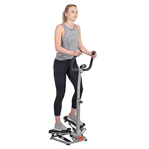 Sunny Health & Fitness Twist Stepper with Handlebar, Stair Step Machine for Cardio Workout, Compact Home Exercise Equipment W/Optional Free SunnyFit App Connection