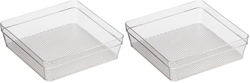 Oggi Clear Drawer Organizer - 6" X 6"- Ideal for Organizing Kitchen Drawers, Office, Desk, Silverware, Kitchen Utensils, Cosmetics and Bathrooms (Pack of 2) - size: 6" by 6" (Pack of 2)