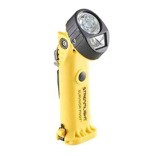 Streamlight 91814 Survivor Pivot USB 325-Lumen Right Angle Articulating Dual Beam Rechargeable Flashlight with Clip, Yellow