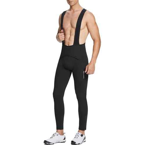 baleaf Men's Winter Cycling Bib Pants 4D Padded Thermal Water Resistant Bike Tights Cold Weather Warm Pockets
