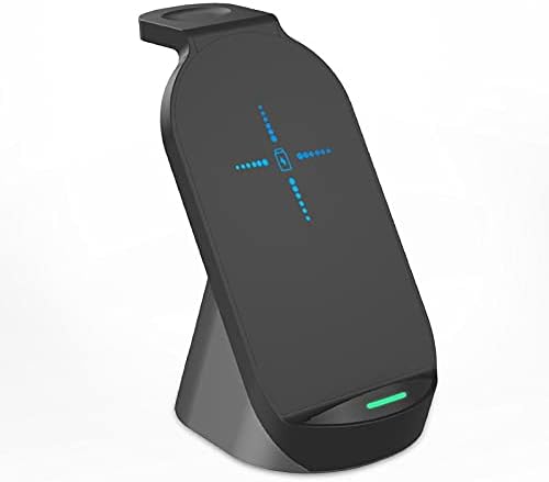 BoxWave Charger Compatible with Honor 600 Pro - Compact Wireless MultiCharge Stand (10W) Wireless Qi Stand Charger Watch Earbuds - Jet Black