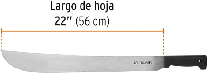 TRUPER T-460-22B Black Handle Machetes, Rivetless 22" (56cm)