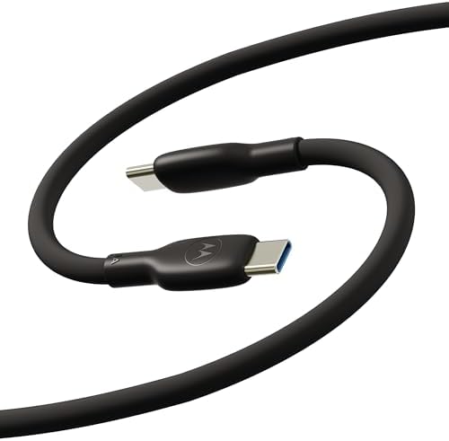 Motorola TurboPower 30W Charger + Black Silicone Cable Bundle