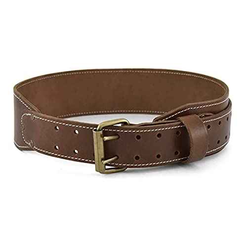 Style n Craft - 3" Wide Tapered Full-Grain Leather Work Belt, Durable and Rugged Belt, Dark Tan (98437)