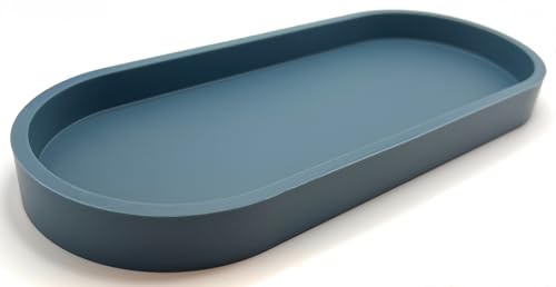 Happitasa Premium 12” x 5” Silicone Vanity Tray | Sink and Surface Organizer with Sturdy Non-Slip Base | Heat Safe, Dishwasher Safe (Smoky Blue) - color: Smoky Blue