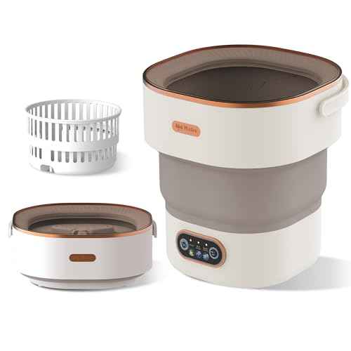 Portable Washing Machine Mini Washer with Spin Basket, 16L Large Capacity Foldable Laundry Machine for Underwear, Socks, Small Clothes, Perfect for Travel, Apartment, RV, Camping, Hotel