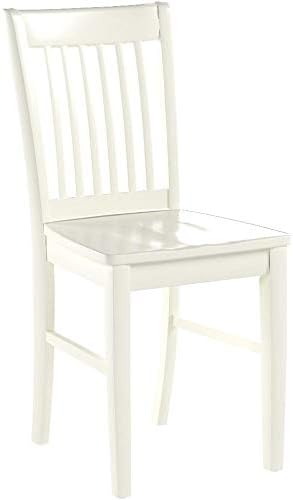 East West Furniture NFC-LWH-W Norfolk Dining Room Chairs - Slat Back Solid Wood Seat Chairs, Set of 2, Linen White