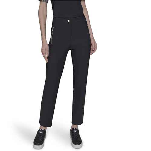 Karl Lagerfeld Womens Slim Nylon Compression Double Zip Everyday Pant