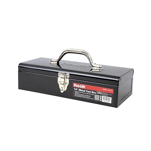 Pro-Lift Steel Tool Box ? 14-inch Metal Toolbox Portable with Handle ? Heavy Duty Metal Latch Closure Small Carry Storage Box Tools Organizer