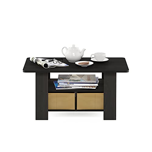 Furinno Coffee Table with Bins, Espresso/Brown - color: Espresso/Brown, style: 2 Bin
