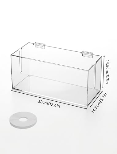 NiHome Large Clear Acrylic Cable Management Box, Power Strip Organizer with Ventilated Cover and Silicone Feet, Includes Reusable Ties, Transparent Cord Hider for Desk and Floor