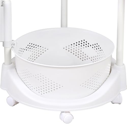 4 Tier Rotating Storage Shelf with Lockable Casters, Circular Rotating Basket Large Storage Rack with 360° Wheels 180° Rotating Multi-Layer Kitchen Storage Shelf (4 Tier) - size: 4 Tier
