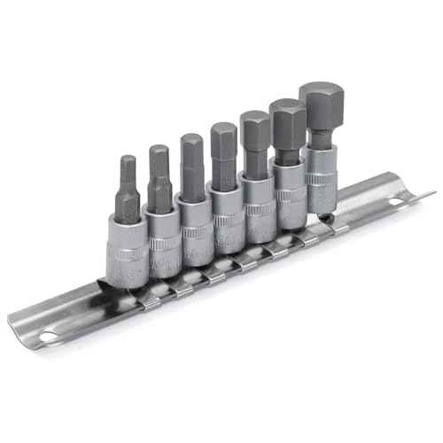 Hex Bit Socket Set 1/4" Drive 7 Pieces Allen Key Socket Set Metric 4mm - 12mm S2 Alloy Steel Bit and CR-V Drive Socket