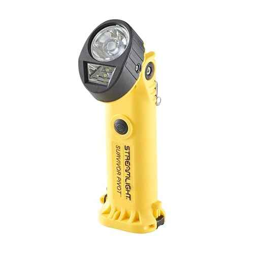 Streamlight 91814 Survivor Pivot USB 325-Lumen Right Angle Articulating Dual Beam Rechargeable Flashlight with Clip, Yellow
